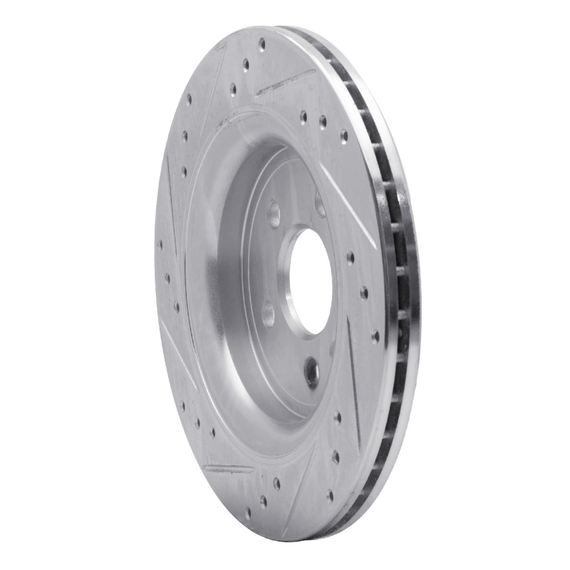 Volvo XC70 Brake Rotor (1) - Rear Right - R1 Concepts - Drilled & Slotted - Silver - `07-`18